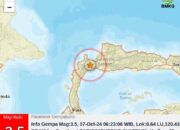 Gempa Magnitudo 3.5 Guncang Parigi Moutong Pagi Ini