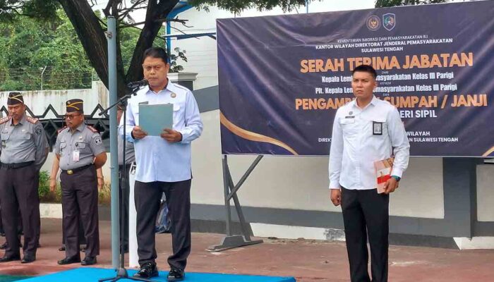 Kakanwil Ditjenpas Sulteng Lantik Kalapas Parigi dan 18 PNS